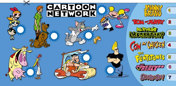 Igra povezovanja likov Cartoon Network s številčnimi naslovi risank na modrem ozadju.