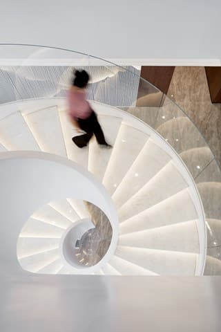 Spiral modern stairs downward