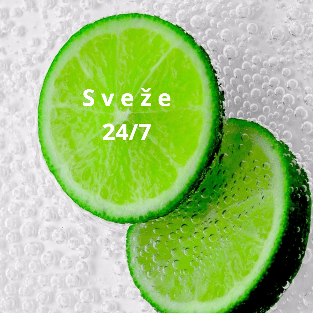 Objava Sveže 24/7 z rezinami limete v vodi z mehurčki