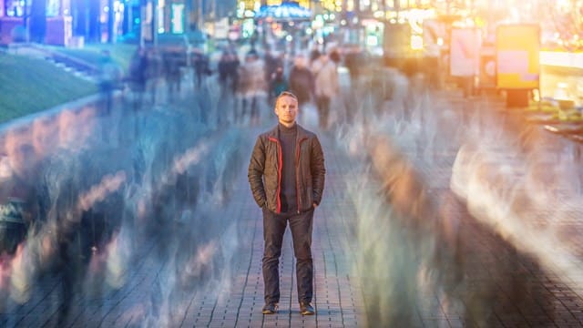 Man in the crowd strategic thinking about AI